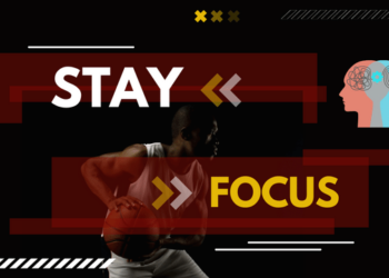 An image of a basketball player emphasizing the importance of staying focused for mental health and offering tips on sharpening focus and increasing attention span.