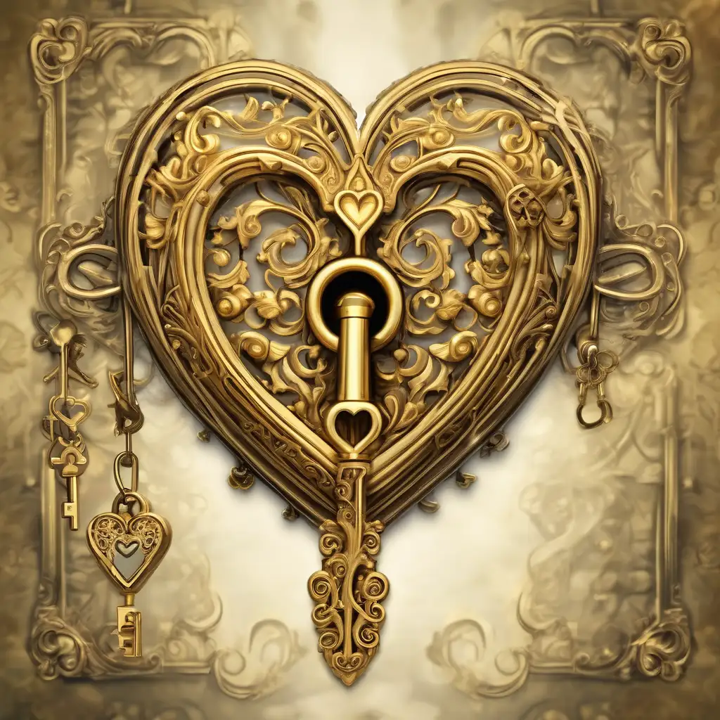 A gold heart with a key, symbolizing building healthy romantic relationships.