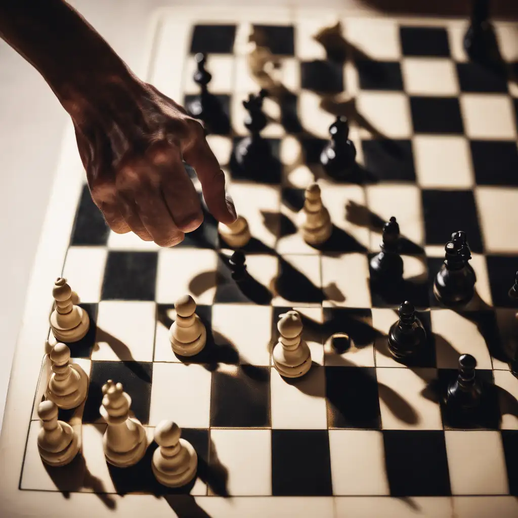 A person is playing chess on a chess board, improving their cognitive functioning.