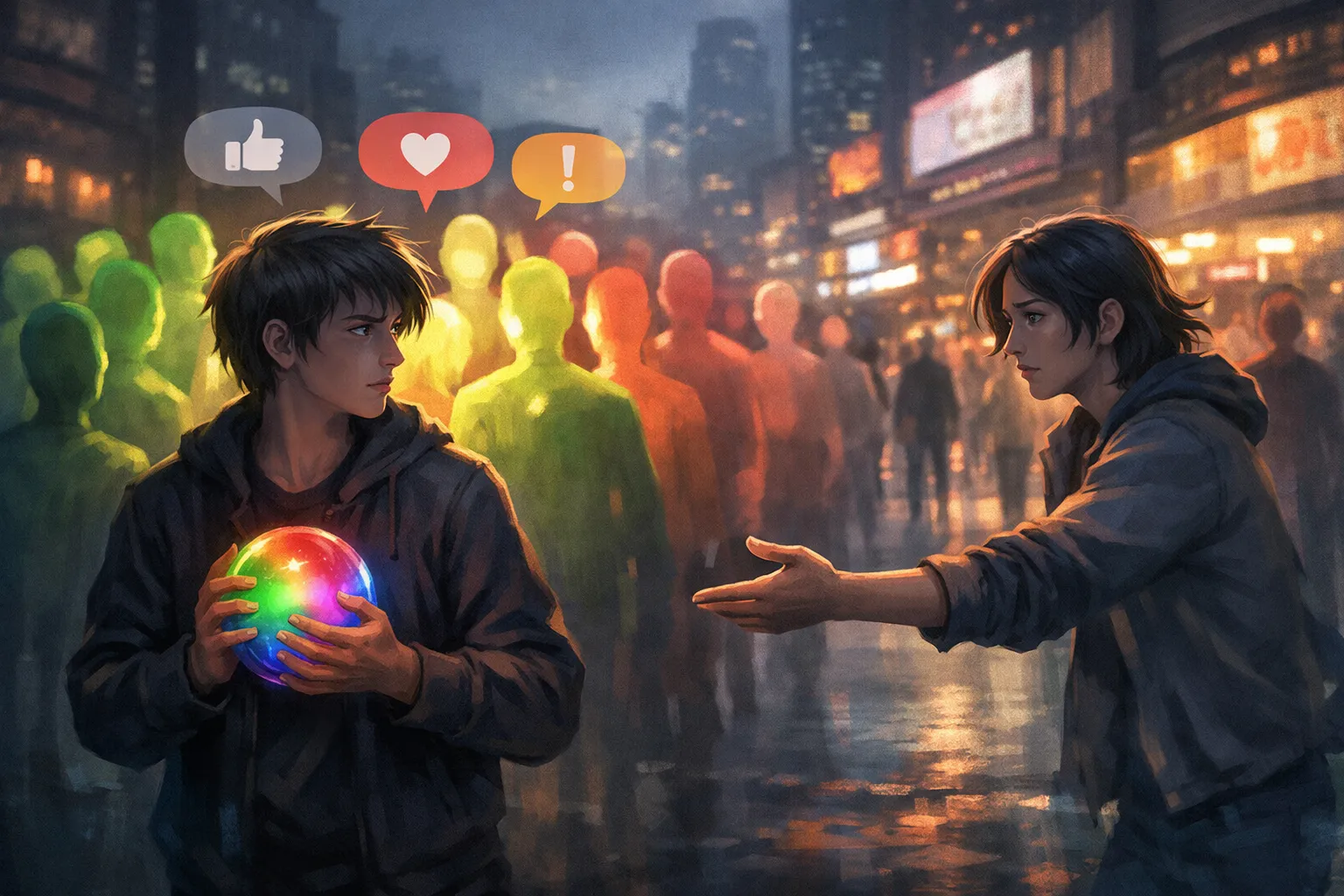 3 Toxic Relationship Habits That Block Emotional Intimacy 7 Write text in English only on all images. Don't write in Hindi. Landscape format (1536x1024) image depicting the cycle of seeking external v